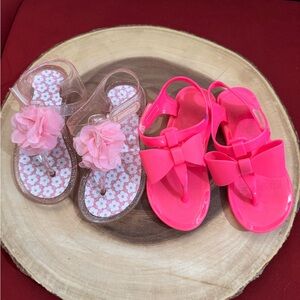 Kids Pink Jelly Sandals with Bow - Pack of 2